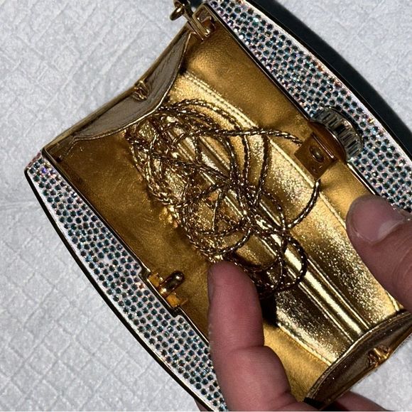 RARE JUDITH LEIBER SWAROVSKI CRYSTAL PAVE MINAUDIERE CLUTCH Vintage, collectors - Picture 8 of 17